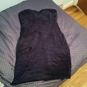 Deep purple textured strapless mini bodycon